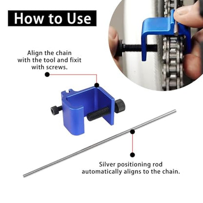 Precisely Motorcycle Chain Adjuster Aluminum Alloy Quick Accurate Alignment Tool for Smooth Riding Chain Adjuster Universals - color: Blue