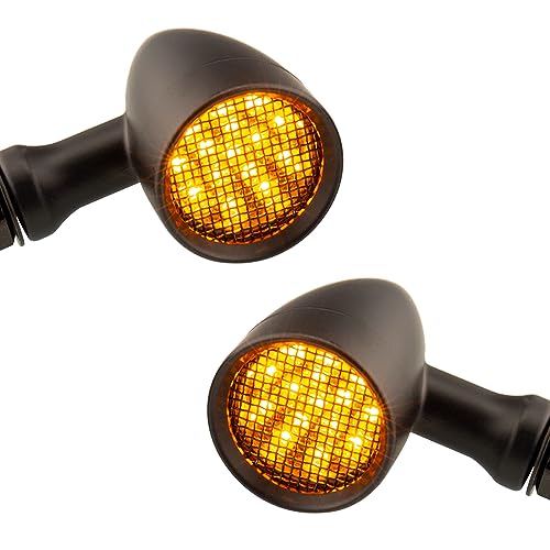 TSUNG Bullet LED Turn Signal Light Motorcycle Front Rear Indicator Small Blinker Universal for Cruiser Chopper Bobber Cafe Racer Street Bike (A-Black-Amber) - color: A-Black-Amber