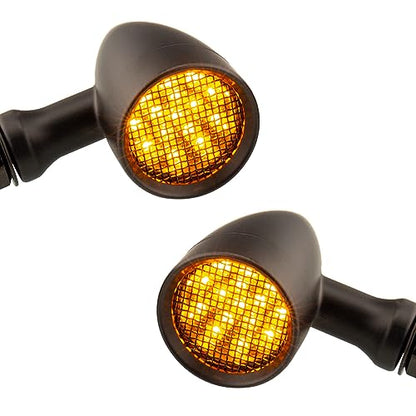 TSUNG Bullet LED Turn Signal Light Motorcycle Front Rear Indicator Small Blinker Universal for Cruiser Chopper Bobber Cafe Racer Street Bike (A-Black-Amber) - color: A-Black-Amber