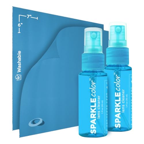 Sparkle Anti-Reflective Safe Lens Cleaner Spray Kit - (2) 1oz Glasses Cleaner Bottle & (2) Microfiber Cloth for Eyeglasses, Sunglasses, Lenses, Screens and Camera Cleaning Kit (4 Piece Set) - style: Blue | 2x1oz Lens Spray + 2 Microfiber Cloths