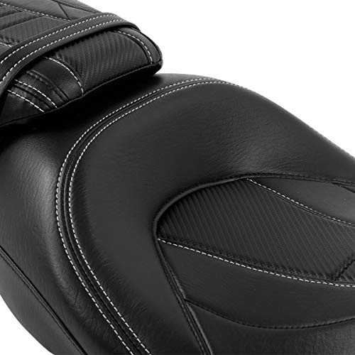 SLMOTO Two-up Front Rear Driver Passenger Seat Detachable Motorcycle Driver & Passenger Motorcycle Seat Fit for Harley Touring Road King Special FLHRXS Black White - color: StyleA Black White Seat