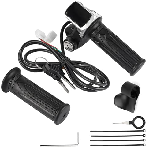 Full Twist Throttle for 60V EBike with LED Display Key Lock Electric Bike Throttle Grip for Electric Dirt Bike Scooter Bicycle Mountain Bike Motorcycle - size: 60V