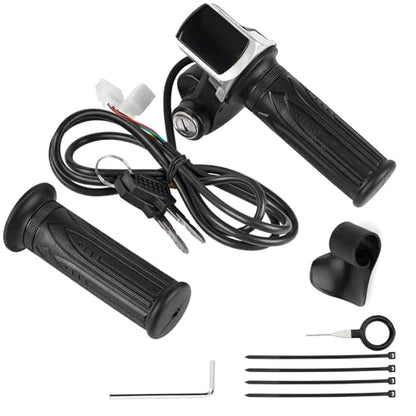 Full Twist Throttle for 60V EBike with LED Display Key Lock Electric Bike Throttle Grip for Electric Dirt Bike Scooter Bicycle Mountain Bike Motorcycle - size: 60V