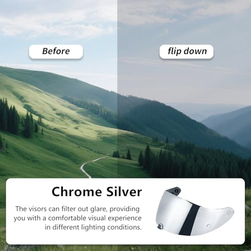 T520 Visor Full Face Helmet Shield Compatible with T520/ ST1400/ R1 Air Motorcycle Replacement Accessories (Chrome Silver) - color: Chrome Silver