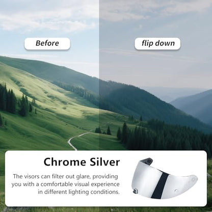 T520 Visor Full Face Helmet Shield Compatible with T520/ ST1400/ R1 Air Motorcycle Replacement Accessories (Chrome Silver) - color: Chrome Silver