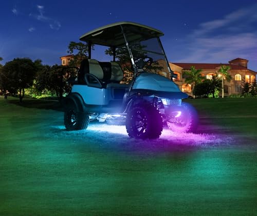 10L0L 2PCS Golf Cart Underglow LED Light Kit, Underbody RGB Strip Lights, 24-Mode Neon Accent Lighting, Music Sync, Wireless Remote, IP67 Waterproof, 12V-80V Input for EZGO Yamaha Club Car - style: 2 Pack(Underbody)