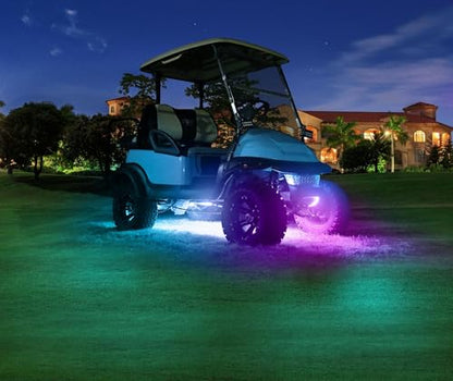 10L0L 2PCS Golf Cart Underglow LED Light Kit, Underbody RGB Strip Lights, 24-Mode Neon Accent Lighting, Music Sync, Wireless Remote, IP67 Waterproof, 12V-80V Input for EZGO Yamaha Club Car - style: 2 Pack(Underbody)