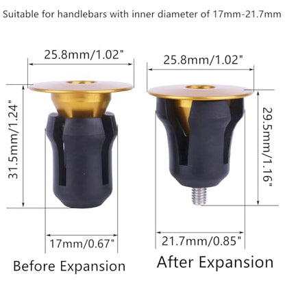 2 Pcs Aluminum Bike Handlebar End Plugs for Road Mountain Bike Handlebar Caps (Gold) - color: Gold