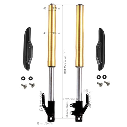 630mm Upside Down Front Fork Shock Absorber Suspension 12mm Axle Hole with Protector Cover, 45mm/48mm Front Forks for 50cc 70cc 110cc 125cc 140cc Pit Dirt Bike CRF50 CRF70 XR 50 SSR Monkey Bike