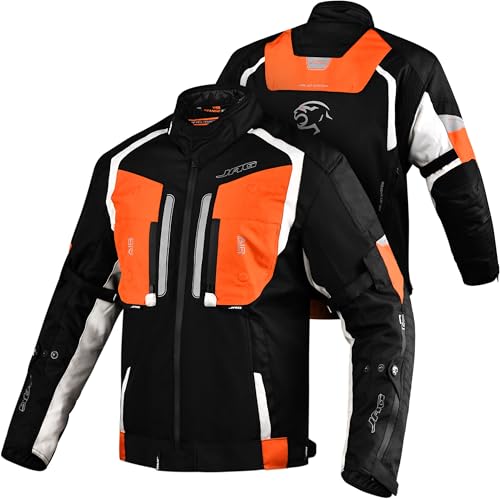 J.A.G. JAG Men's All Season Reflective Mesh Motorcycle Jacket | CE Armored Dual Sports Cordura Jacket with Removable Liner - color: Orange, size: X-Large