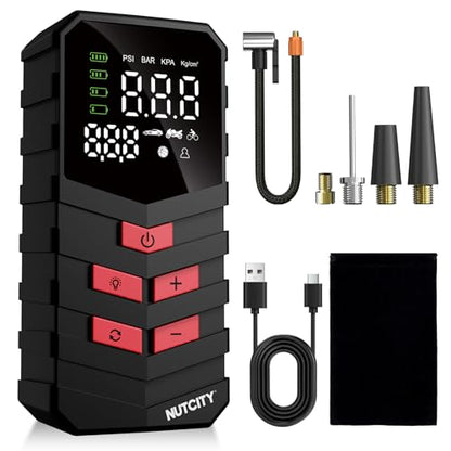 Portable Air Compressor for Car Tires, 16000mAh Wireless, 150PSI Wireless Tire Inflator with Lighting and Mobile Power Function, Suitable for SUVs, Cars, Motorcycles, Bicycles and Balls