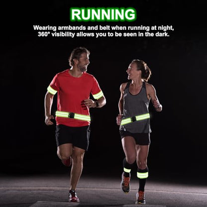 PATIKIL High Visibility Reflective Bands for Wrist Arm Ankle Leg, Adjustable Reflective PT Belt with Armbands & Storage Bag for Women Men Night Running Walking Cycling - color: Blue