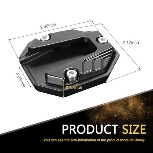 Motorcycle Kickstand Pad, Alloy Motorbike Kickstand Plate, Anti-slip Side Stand Extension Plate, Universal Motorcycle Support Accessory (Black)