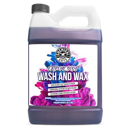 Chemical Guys Extreme Bodywash & Wax Foaming Car Wash Soap - Soap for Foam Cannons, Foam Guns, or Bucket Washes for Cars, Trucks, Motorcycles, RVs, and More, Grape Scent - 128 oz (1 Gallon) - size: 128 Ounce (Pack of 1)