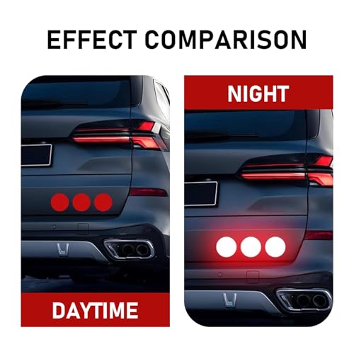 10PCS Round Safety Reflectors, 1.96" High Night Visibility Reflective Stickers, Strong Adhesive Waterproof Prismatic Round Safety Reflector, Diamond Grade Reflective Decal for Most Cars(Red)