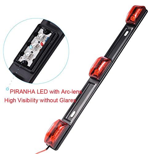 NEW SUN® Stainless Steel 15" 3 Lights 9 LED Identification Light Bar, 2 Pcs Clearance Red Waterproof, High Bright, Surface Mount Sealed ID Indicator for Trucks, Trailers, Camper, RVs, Tractors,Buses - color: 2 Pcs Red