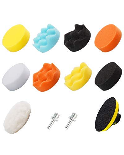Buffing Pads for Drill 22PCS Foam Drill Buffing Kit Car Drill Polishing Kit for Car Sanding, Buffing, Waxing(18 Pads+2 Drill Adapters+2 Suction Cups) - size: 3Inch 22Pcs