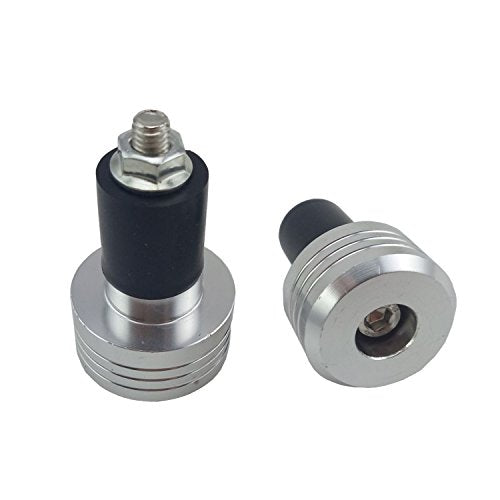 Motorcycle Handlebar Ends,7/8'' Handle Bar Slider Caps Weight Plugs CNC Aluminum (Silver) - color: Silver