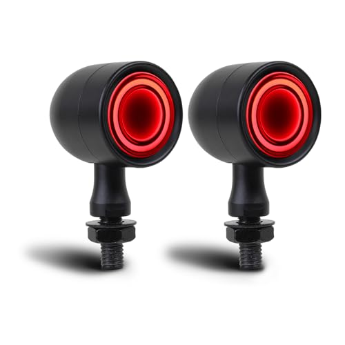 DREAMIZER Motorcycle Led Turn Signal Lights 2pcs,Bullet Blinker Motorcycle Front Rear Brake Light Universal Compatible with Harley Honda Suzuki Triumph Yamaha Bobber Cafe Racer Chopper - color: A-Rear/Black shell + yellow-red light