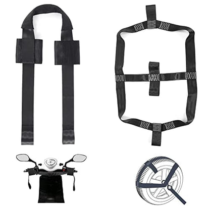 Motorcycle Rear Wheel Tie Down Strap and Bar Harness Handlebar, Universal Soft Loop Strap Wheel Transport Balance Tire Straps for Trailer Scotter and Motorcycle (Handlebar and Real Straps) - style: Handlebar and Real straps