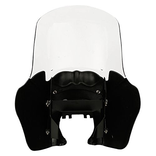 Green-L Gloss Black Front Upper Fairing with 15" Clear Windshield Fit for Harley Dyna Street Fat Bob - color: Gloss Black Fairing w/ Clear Windshield