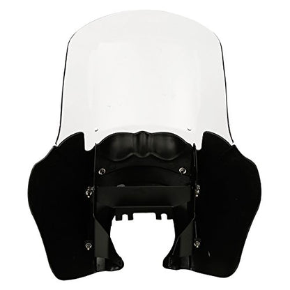 Green-L Gloss Black Front Upper Fairing with 15" Clear Windshield Fit for Harley Dyna Street Fat Bob - color: Gloss Black Fairing w/ Clear Windshield