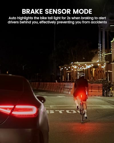 RAVEMEN TR150/TR250 Bike Tail Light, 280° Visible Bike Rear Light with Brake Detection and Auto On Off Feature, 3 Mounting Options - style: Tr150