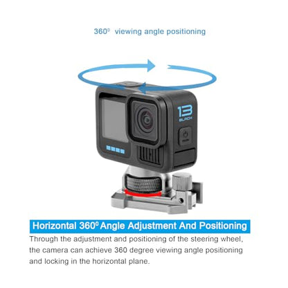 Aluminum 360-degree Rotation Helmet Mount for Gopro Hero 13 12 11 10 9 8 DJI Osmo Insta360 AKASO and Other Action Camera 1/4"-20 Threaded Swivel Mount