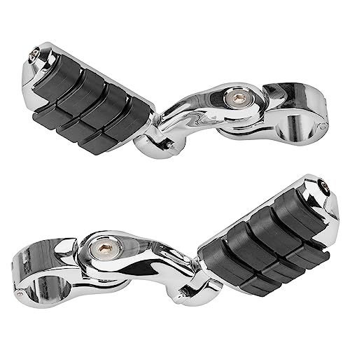 Motorcycle 1.25" Short Angled Highway Footpegs Adjustable Foot pegs Footrests with Clamps Mounts kit Compatible with Harley Touring Sportster Softail Street Glide with 1 1/4 inch Engine Guard