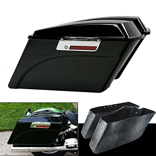 XMT-MOTO Hard Saddlebags Saddle bags W/Lid Latch Key Fit for Harley Davidson 1994-2013 Touring road king ultra street glide electra glide and 1984-2017 Softail Gloss Black - color: Gloss Black/Chrome Latches, size: Standard
