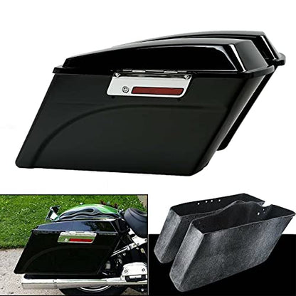 XMT-MOTO Hard Saddlebags Saddle bags W/Lid Latch Key Fit for Harley Davidson 1994-2013 Touring road king ultra street glide electra glide and 1984-2017 Softail Gloss Black - color: Gloss Black/Chrome Latches, size: Standard
