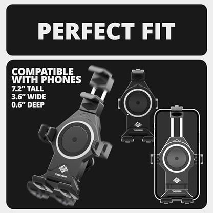 Tackform Aluminum Black Motorcycle Perch/Brake/Clutch Reservoir Adventure Phone Mount - Vibration Dampening and Wireless Charging | 3.5” Arm | Compatible with Harley-Davidson, Gold Wing, More - color: Black