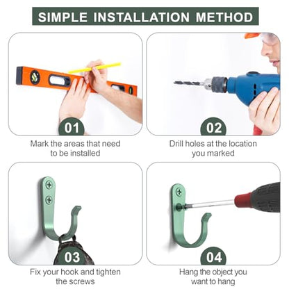 BREYDROK 20PCS Heavy Duty Metal Wall Hooks, Coat Hooks for Hanging - with 40 Screws for Coats Towels Backpacks - Mint Green - color: 20pcs + Mint Green