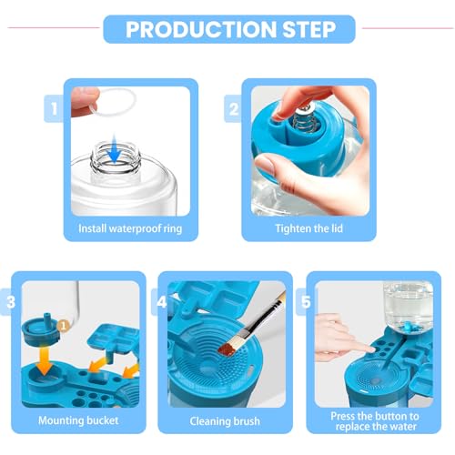 4-in-1 Water Cycle Paint Brush Cleaner Tool | 2025 Upgraded Leak-Proof Rinsing Cup with Palette & Holder | One-Touch Water Replacement Design | Art Supplies for Kids/Adults Beginners to Pros Blue - color: Blue