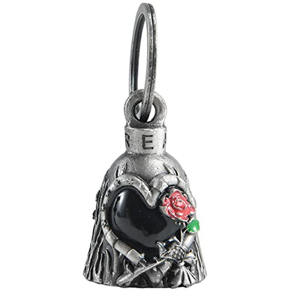Dream Apparel Motorcycle Bell Guardian Angel Drive Away Gremlin, Biker Bell for Men Women Rider Riding, Good Luck Gift - color: Love & Red Rose