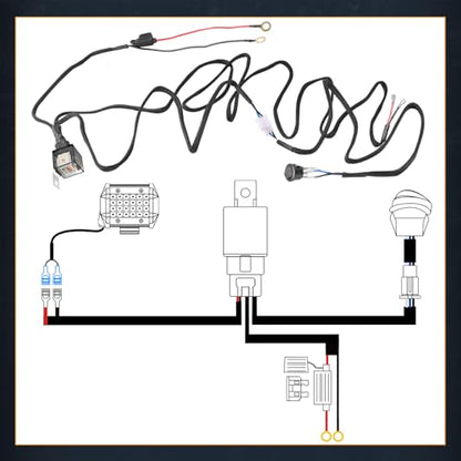 Wiring Harness Kit 12AWG 1 Lead, Nirider 12V Heavy Duty Rocker Switch Relay Fuse Nylon Wiring Harness for LED Light Bars Fog Lights Work Lights Driving Offroad LED Pods Wire Kit for Truck UTV ATV Car