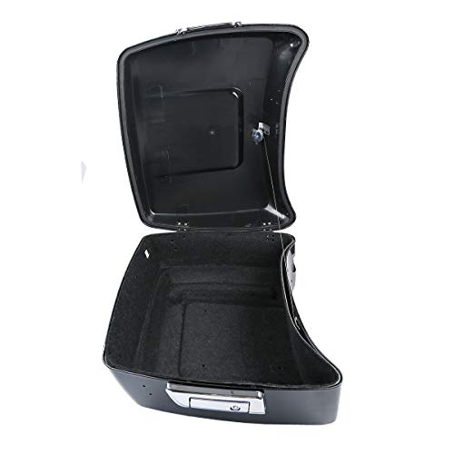 TCMT King Motorcycle Trunk Box Wrap-Around Backrest Two Up Mounting Rack Speakers Fit For Harley 2014-2025 Trunk Touring CVO Road King Road Glide Street Glide Electra Glide - color: Style A+Speakers#1+Chrome 2 Up Rack#2