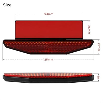 evermotor 2 Packs Motorcycle Trapezoidal Rear Reflector： Self-Adhesive Warning Sticker with Aluminium Plate, High-Visibility Safety Reflectors for Motorcycle, Bicycle, Scooter, ATV - Waterproof - size: 125*46mm