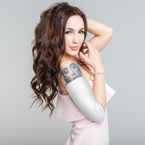 Vicenpal 2 Pairs Tattoo Cover up Sleeve Forearm Arm Sleeves for Women Men Compression Tattoo Upper Arm Cover(White and Black) - color: White and Black