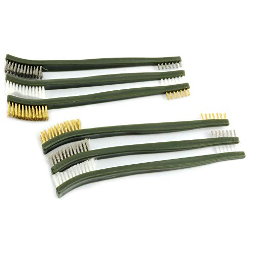 6-Pack Double-Ended Cleaning Brushes (2 Stainless Steel + 2 Brass + 2 Nylon)