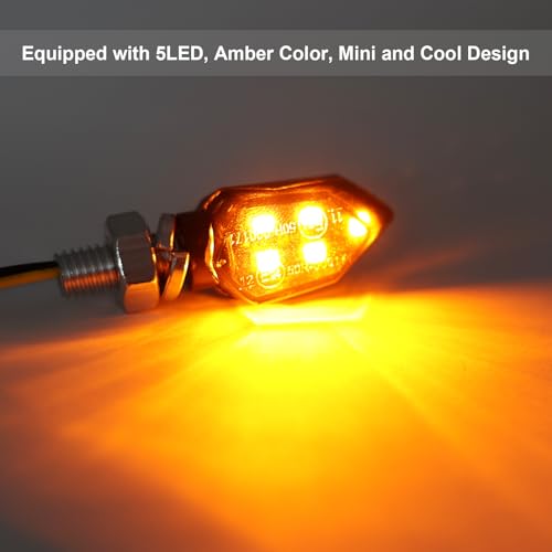 Kinstecks 4PCS Mini Motorcycle Indicators Turning Indicators Turn Signal Lights 12V for Motorcycle Motorbike Scooter Quad Cruiser Harley Kawasaki Yamaha Suzuki Off Road