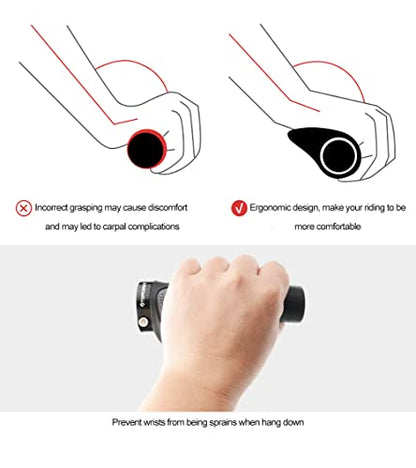 TOPCABIN Ergonomic Bike Grips - Widen Holding Rubber Grips with Aluminum LockGrips for Mountain & Road Bikes - color: Comfort Big Area(Black&Grey)