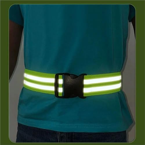 Reflective Bands 10pcs Waist Adjustable Reflective Waistband Belts Elastic 4 * 1.5cm Sport Safety Belts Night Safety Gear for Cycling Running - color: White