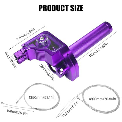 Universal 7/8" Big Twist Throttle Assembly, Dual Push-Pull Cable with Transparent Window for 110-650cc Dirt Pit Bike, Motocross, ATV & Quad, CNC Aluminum Quick Twister Throttle Grip (Purple) - color: Purple