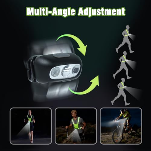 Gesture Sensing Running Light Reflective Vest with Pouch (Green) | ①45°Adjustable Angle②360°Reflective Strap③Multiple Lighting Mode④Waterproof IPX4⑤For Nighttime Walking Cycling Jogging Hiking - color: green
