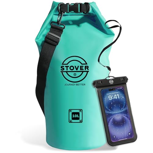 STOVER 5/10/25/30/40/55L Waterproof Dry Bag- Roll-Top Backpack w/Phone Case- Kayaking, Hiking, Camping, Boating- Men/Women - color: 10l Teal, size: 10L