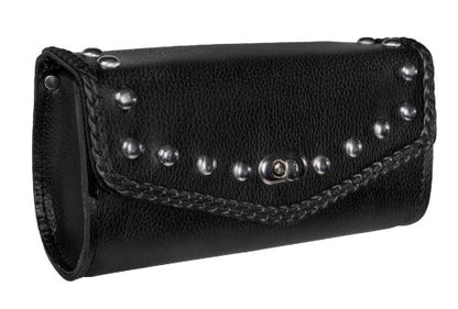 True Element Genuine Leather Small Tool Sissy Bar mountable Motorcycle Bag (Black)