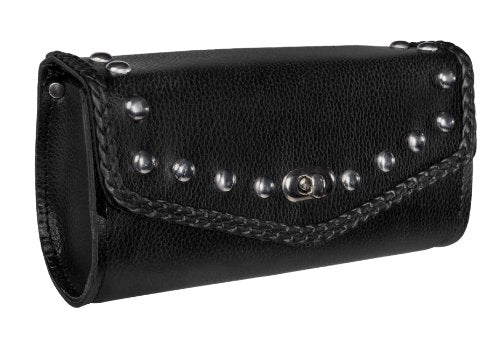 True Element Genuine Leather Small Tool Sissy Bar mountable Motorcycle Bag (Black)