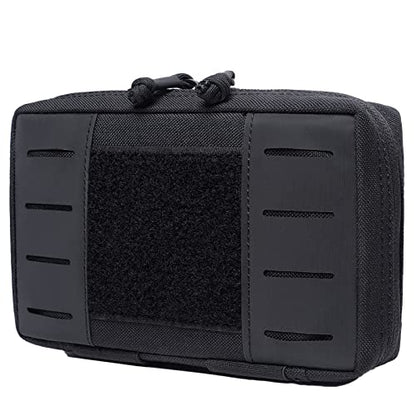 Azarxis Tactical Mini Belt Pouches, Multi-Purpose Small Battery Case Compact Utility EDC Card Slot Holder Waist Bags Military Molle Pack Sundries Storage Pack - color: #04 Black - with Waterproof Pocket