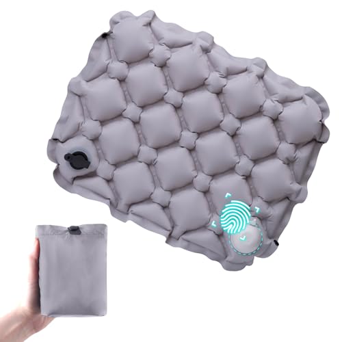 TRIWONDER Ultralight Inflatable Seat Cushion Seat Pad, Easy to Inflate & Deflate Compact Air Pad with Storage Bag for Camping Hiking Fishing Office Airplane Stadium Car (Grey - Press-Type) - color: Grey - Press-type